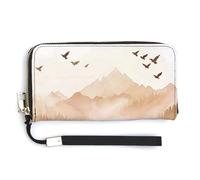 Jubonexis Cartera larga plegable de piel sintética con diseño de acuarela, bosque, pinos, montaña, monedero, tarjeta de crédito, almacenamiento de dinero duradero para mujeres y hombres