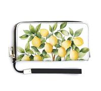 Jubonexis Cartera larga plegable de piel sintética con diseño de árbol de limón y acuarela, monedero, funda para tarjetas de crédito, almacenamiento de dinero duradero para mujeres y hombres