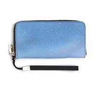 Jubonexis Cartera larga plegable de piel sintética con diseño de árbol degradado de cielo de invierno, monedero, funda para tarjetas de crédito, almacenamiento de dinero duradero para mujeres y