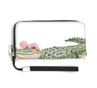 Jubonexis Cartera larga plegable de piel sintética con diseño de cocodrilo, con lentes de sol, monedero, tarjetero duradero, almacenamiento de dinero para mujeres y hombres