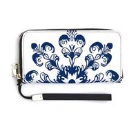 Jubonexis Cartera larga plegable de piel sintética con diseño de copo de nieve, color azul oscuro, monedero, funda para tarjetas de crédito, almacenamiento de dinero duradero para mujeres y hombres