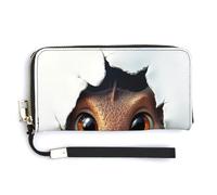 Jubonexis Cartera larga plegable de piel sintética con diseño de dragón que se asoma fuera de un agujero, monedero, tarjetero, almacenamiento de dinero duradero para mujeres y hombres