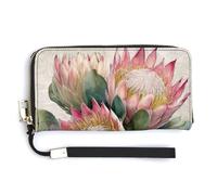 Jubonexis Cartera larga plegable de piel sintética con diseño de flores rosadas de acuarela, monedero, funda para tarjetas de crédito, almacenamiento de dinero duradero para mujeres y hombres