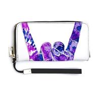 Jubonexis Cartera larga plegable de piel sintética con diseño de gesto de amor, color morado, monedero, tarjetero, almacenamiento de dinero duradero para mujeres y hombres