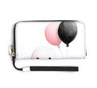 Jubonexis Cartera larga plegable de piel sintética con diseño de globo flotante de fantasma, monedero, funda para tarjetas de crédito, almacenamiento de dinero duradero para mujeres y hombres