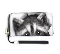 Jubonexis Cartera larga plegable de piel sintética con diseño de mapache que se asoma fuera de un agujero, monedero, tarjetero, almacenamiento de dinero duradero para mujeres y hombres