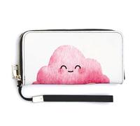 Jubonexis Cartera larga plegable de piel sintética con diseño de nube de acuarela, monedero, funda para tarjetas de crédito, almacenamiento de dinero duradero para mujeres y hombres