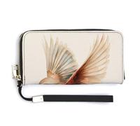 Jubonexis Cartera larga plegable de piel sintética con diseño de pájaro pequeño volando en el cielo, monedero, monedero para tarjetas de crédito, almacenamiento de dinero duradero para mujeres y
