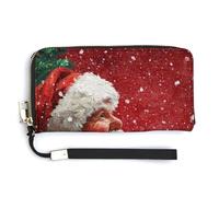 Jubonexis Cartera larga plegable de piel sintética con diseño de Papá Noel en el cielo nocturno rojo, monedero para tarjetas de crédito, almacenamiento de dinero duradero para mujeres y hombres