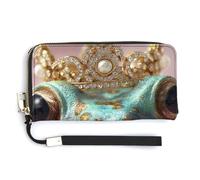 Jubonexis Cartera larga plegable de piel sintética con diseño de rana con corona, monedero, tarjetero duradero, almacenamiento de dinero para mujeres y hombres