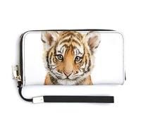 Jubonexis Cartera larga plegable de piel sintética con diseño de tigre de acuarela, monedero, funda para tarjetas de crédito, almacenamiento de dinero duradero para mujeres y hombres