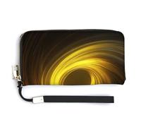 Jubonexis Cartera larga plegable de piel sintética con forma circular de color amarillo brillante, monedero, funda para tarjetas de crédito, almacenamiento de dinero duradero para mujeres y hombres