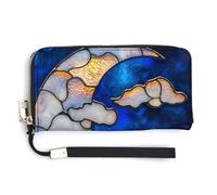 Jubonexis Cartera larga plegable de piel sintética con forma de luna, monedero, monedero para tarjetas de crédito, almacenamiento de dinero duradero para mujeres y hombres