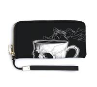 Jubonexis Cartera larga plegable de piel sintética con forma de taza de café, monedero, funda para tarjetas de crédito, almacenamiento de dinero duradero para mujeres y hombres