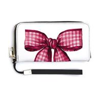 Jubonexis Cartera larga plegable de piel sintética con lazo rojo oscuro, monedero, funda para tarjetas de crédito, almacenamiento de dinero duradero para mujeres y hombres