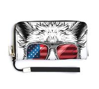 Jubonexis Cartera larga plegable de piel sintética con lentes de sol de alpaca de dibujos animados, monedero, funda para tarjetas de crédito, almacenamiento de dinero duradero para mujeres y hombres