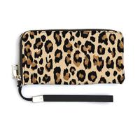 Jubonexis Cartera larga plegable de piel sintética con patrón de leopardo, dorado, negro y marrón, monedero, funda para tarjetas de crédito, almacenamiento de dinero duradero para mujeres y hombres