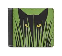 Jubonexis Cartera minimalista de piel sintética suave con diseño de gato que mira a través de la hierba, monedero, funda para tarjetas de crédito, tarjetero duradero, billetera delgada para hombres y