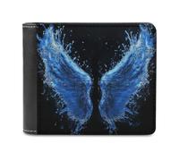 Jubonexis Cartera plegable de piel sintética suave con alas de ángel líquido, monedero, funda para tarjetas de crédito, tarjetero duradero, billetera delgada para hombres y mujeres, almacenamiento de