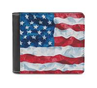 Jubonexis Cartera plegable de piel sintética suave con bandera de Estados Unidos, monedero, funda para tarjetas de crédito, tarjetero duradero, billetera delgada para hombres y mujeres, almacenamiento