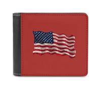 Jubonexis Cartera plegable de piel sintética suave con bandera estadounidense ondeando en rojo, monedero, funda para tarjetas de crédito, tarjetero duradero, billetera delgada para hombres y mujeres