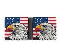 Jubonexis Cartera plegable de piel sintética suave con cabeza de águila calva en la bandera de Estados Unidos, monedero, funda para tarjetas de crédito, tarjetero duradero, billetera delgada para