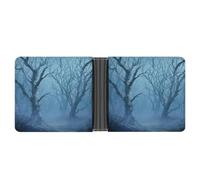 Jubonexis Cartera plegable de piel sintética suave con diseño de árboles esqueléticos pálidos del bosque muerto maldito, monedero, funda para tarjetas de crédito, billetera delgada duradera para