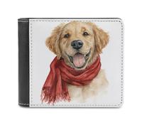 Jubonexis Cartera plegable de piel sintética suave con diseño de cachorro Golden Retriever de acuarela, monedero, funda para tarjetas de crédito, tarjetero duradero, billetera delgada para hombres y