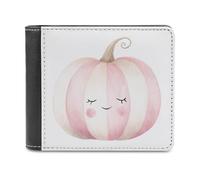 Jubonexis Cartera plegable de piel sintética suave con diseño de calabaza, color rosa pastel y crema, monedero, funda para tarjetas de crédito, tarjetero duradero, billetera delgada para hombres y