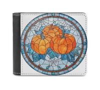 Jubonexis Cartera plegable de piel sintética suave con diseño de calabazas de Halloween, con diseño de telaraña, monedero, monedero, funda para tarjetas de crédito, tarjetero duradero, billetera