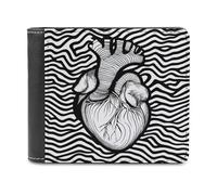 Jubonexis Cartera plegable de piel sintética suave con diseño de corazón humano en blanco y negro, monedero, funda para tarjetas de crédito, tarjetero duradero, billetera delgada para hombres y