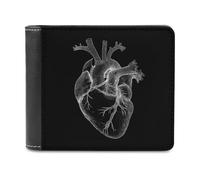 Jubonexis Cartera plegable de piel sintética suave con diseño de corazón humano, monedero, funda para tarjetas de crédito, tarjetero duradero, billetera delgada para hombres y mujeres, almacenamiento