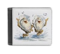 Jubonexis Cartera plegable de piel sintética suave con diseño de dibujos animados de ostras bailando, monedero, funda para tarjetas de crédito, tarjetero duradero, billetera delgada para hombres y