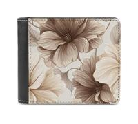 Jubonexis Cartera plegable de piel sintética suave con diseño de flores color marrón chocolate, monedero, funda para tarjetas de crédito, tarjetero duradero, billetera delgada para hombres y mujeres