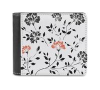 Jubonexis Cartera plegable de piel sintética suave con diseño de flores y hojas y vides, monedero, funda para tarjetas de crédito, tarjetero duradero, billetera delgada para hombres y mujeres