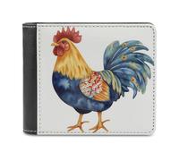 Jubonexis Cartera plegable de piel sintética suave con diseño de gallina de acuarela, monedero, funda para tarjetas de crédito, tarjetero duradero, billetera delgada para hombres y mujeres