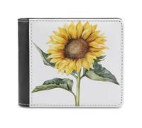 Jubonexis Cartera plegable de piel sintética suave con diseño de girasol de acuarela, monedero, funda para tarjetas de crédito, tarjetero duradero, billetera delgada para hombres y mujeres