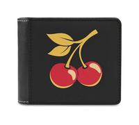 Jubonexis Cartera plegable de piel sintética suave con diseño de hoja de oro de cereza, monedero, funda para tarjetas de crédito, tarjetero duradero, billetera delgada para hombres y mujeres