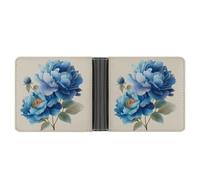 Jubonexis Cartera plegable de piel sintética suave con diseño de ramo de peonías azules, monedero, funda para tarjetas de crédito, tarjetero duradero, billetera delgada para hombres y mujeres