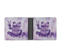 Jubonexis Cartera plegable de piel sintética suave con diseño de rana en un signo de paz psicodélico, monedero, funda para tarjetas de crédito, tarjetero duradero, billetera delgada para hombres y