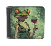 Jubonexis Cartera plegable de piel sintética suave con diseño de rana para beber, vino, monedero, tarjeta de crédito, duradera, billetera delgada para hombres y mujeres, almacenamiento de dinero
