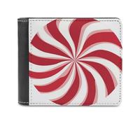 Jubonexis Cartera plegable de piel sintética suave con diseño de remolino de caramelo rojo y blanco, monedero, funda para tarjetas de crédito, tarjetero duradero, billetera delgada para hombres y