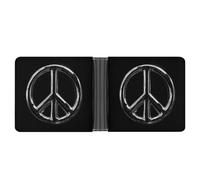 Jubonexis Cartera plegable de piel sintética suave con diseño de signo de paz de arte abstracto, monedero, funda para tarjetas de crédito, tarjetero duradero, billetera delgada para hombres y mujeres