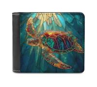 Jubonexis Cartera plegable de piel sintética suave con diseño de tortuga marina, monedero, funda para tarjetas de crédito, tarjetero duradero, billetera delgada para hombres y mujeres, almacenamiento