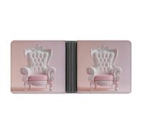 Jubonexis Cartera plegable de piel sintética suave con diseño de trono de princesa, color blanco y rosa, monedero para tarjetas de crédito, tarjetero duradero, billetera delgada para hombres y mujeres
