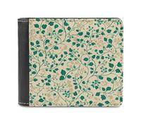 Jubonexis Cartera plegable de piel sintética suave con diseño de vides y hojas de color verde y beige, monedero para tarjetas de crédito, tarjetero duradero, billetera delgada para hombres y mujeres