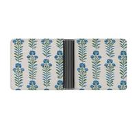 Jubonexis Cartera plegable de piel sintética suave con estampado de bloques indios tradicionales, diseño floral, monedero, funda para tarjetas de crédito, tarjetero duradero, billetera delgada para