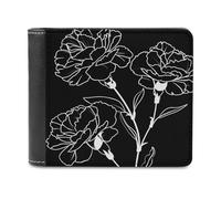 Jubonexis Cartera plegable de piel sintética suave con flores de clavel en blanco y negro, monedero, funda para tarjetas de crédito, tarjetero duradero, billetera delgada para hombres y mujeres