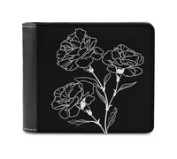 Jubonexis Cartera plegable de piel sintética suave con flores de clavel, monedero, funda para tarjetas de crédito, tarjetero duradero, billetera delgada para hombres y mujeres, almacenamiento de
