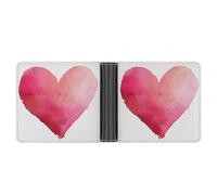 Jubonexis Cartera plegable de piel sintética suave con forma de corazón de acuarela, color rosa pastel, rojo, monedero, monedero, tarjeta de crédito, tarjetero duradero, billetera delgada para hombres